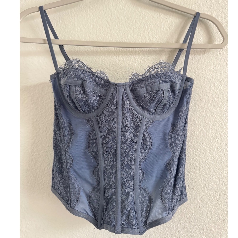 Urban Outfitters Slate Blue Lace Bustier Cami